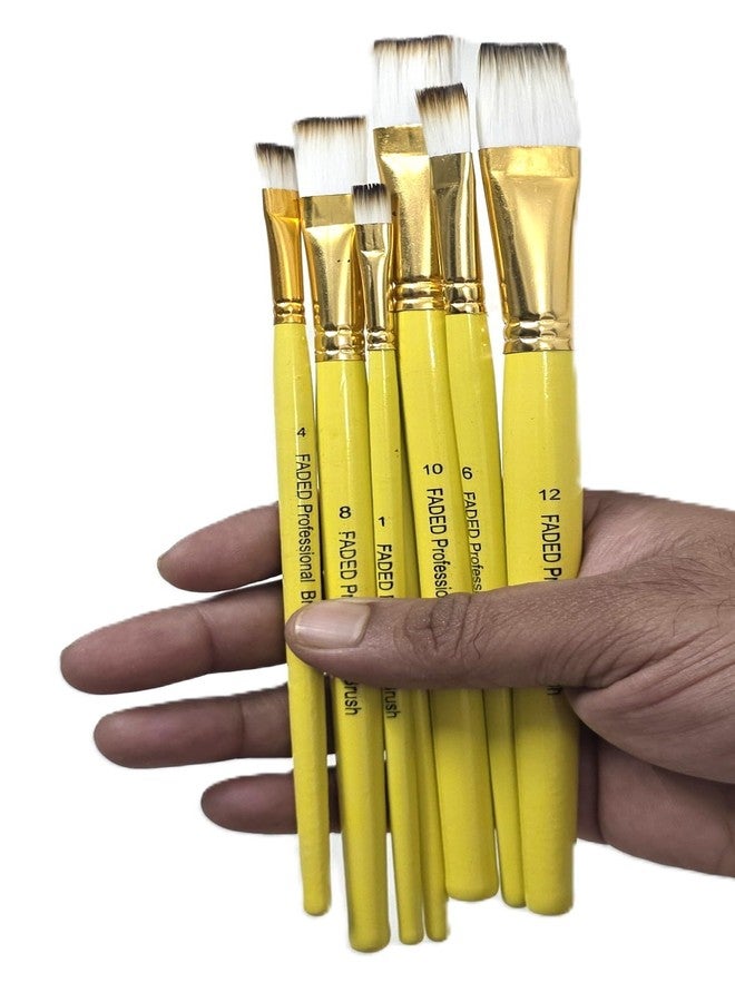 Faded Handmade 7 Piece Professional Paintbrush Set - Synthetic Hair Brushes for Acrylic, Watercolor & Gouache Painting | Artist-Grade Brushes for Canvas, Paper & DIY Art Projects (Flat) - Image 5